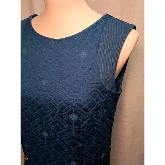 J.Crew Jacquard Sleeveless Zip-Pocket Shift Mini Dress Peacock Blue B9431 Size S - Picture 2 of 11